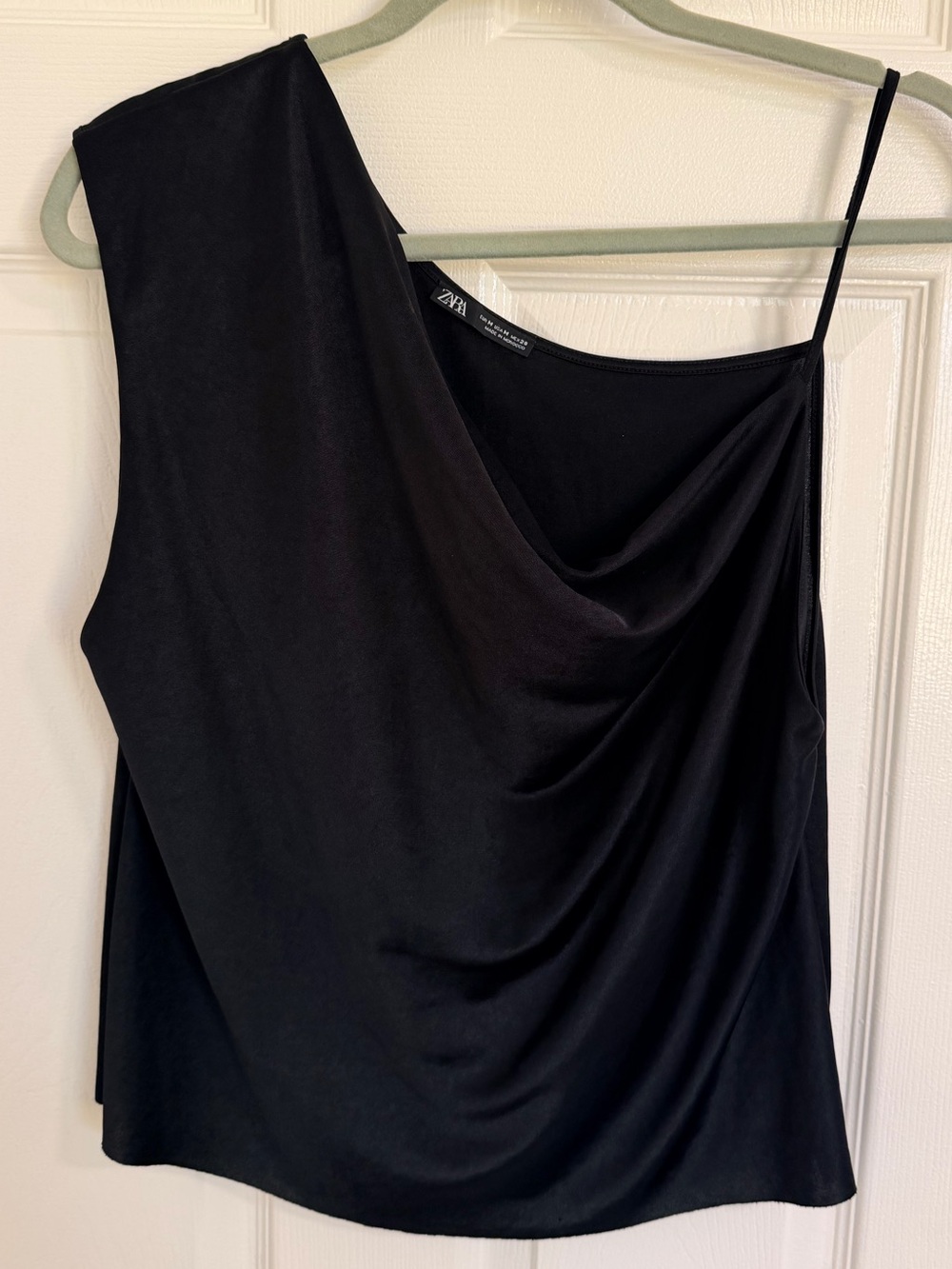 Zara Black Asymmetric One-Shoulder Draped Camisole